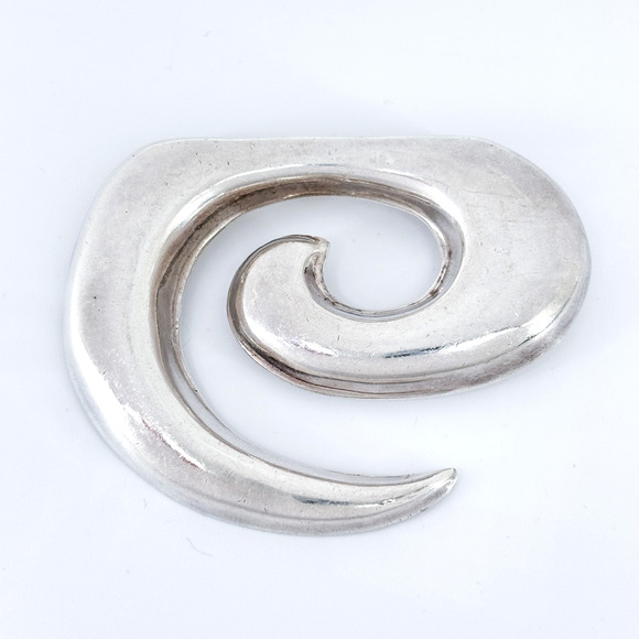 Vintage Sterling Silver 925 Modernist Spiral Brooch Pin - Picture 2 of 8